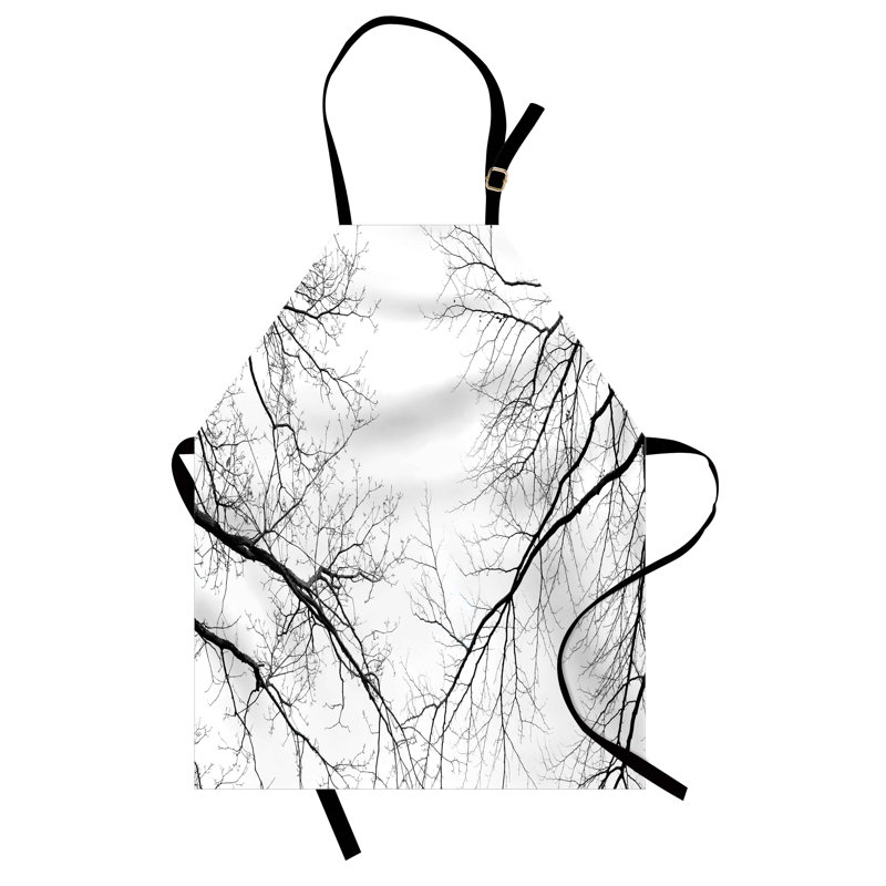 Tablier East Urban Home Forest unisexe, branches effrayantes sans feuilles, taille adulte, noir et blanc
