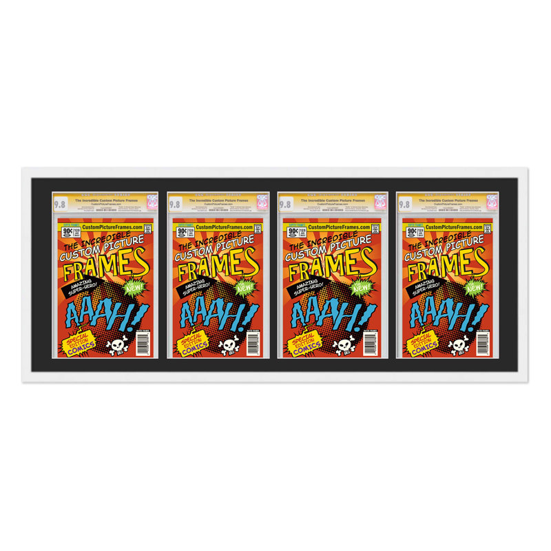 Wood Picture Frame with Mat, White/Black, 8.125"x13"