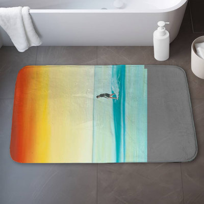 A surfer by dawn Bath Mat with Non-Slip Backing - Quick Dry Memory Foam Bathroom Rug - Absorbent - Modern Plush Spa-Style - Machine Washable