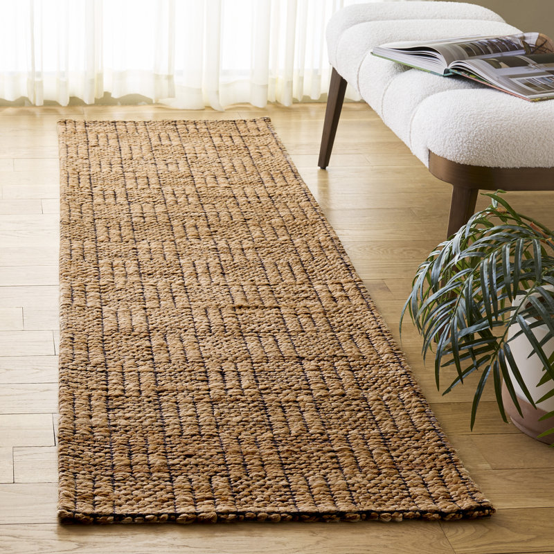 Natural Fiber Hand Woven Jacquard Performance Solid Color Indoor Rug, 2'-3" X 8'-0" Runner