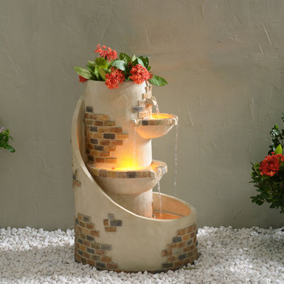Fontaine d'extérieur 29,92 "avec pot à fleurs August Ivory