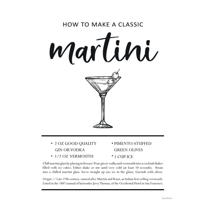 " Martini " by Lettered & Lined, 12" W x 16" H
