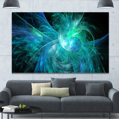 «Blue on Black Fractal Illustration», impression sur toile tendue
