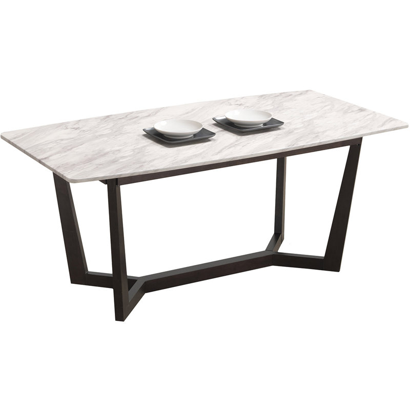 Mahliya Faux Marble Top Solid Wood Base Dining Table