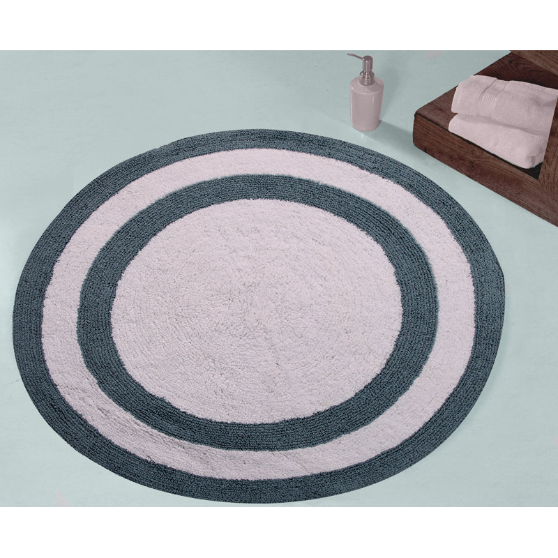 Manigault Cotton Bath Rug, Blue/White