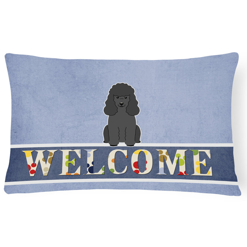  Coussin Poodle Welcome, Noir