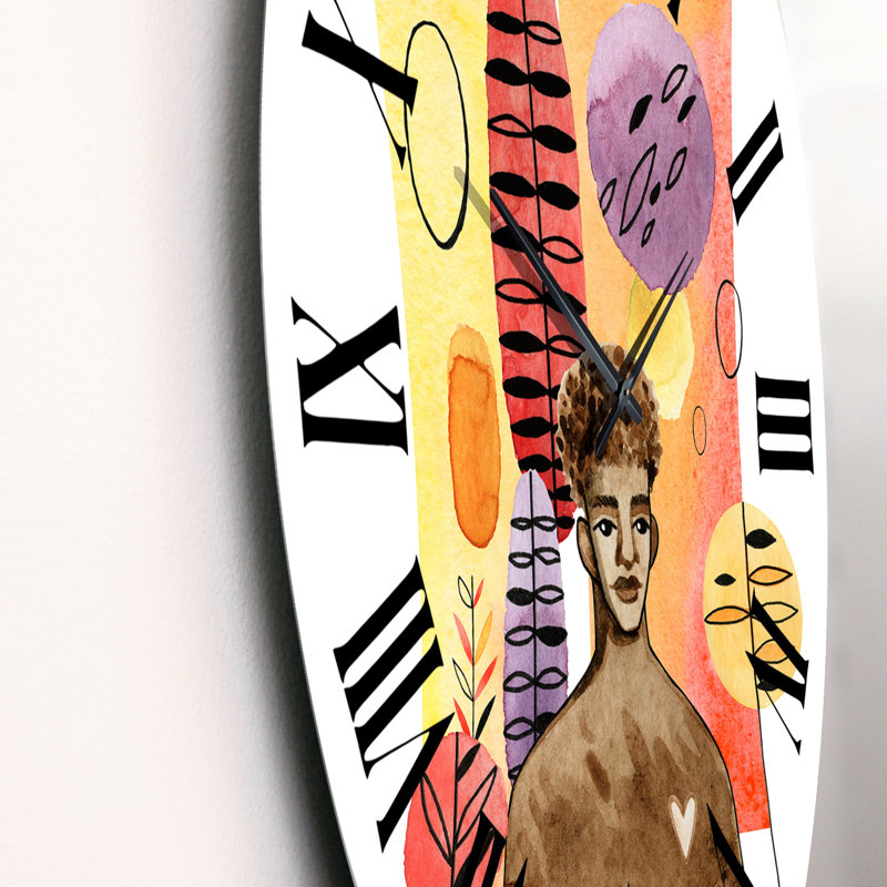 Horloge murale afro-américaine de style futuriste moderne I - Americana, Surdimensionné