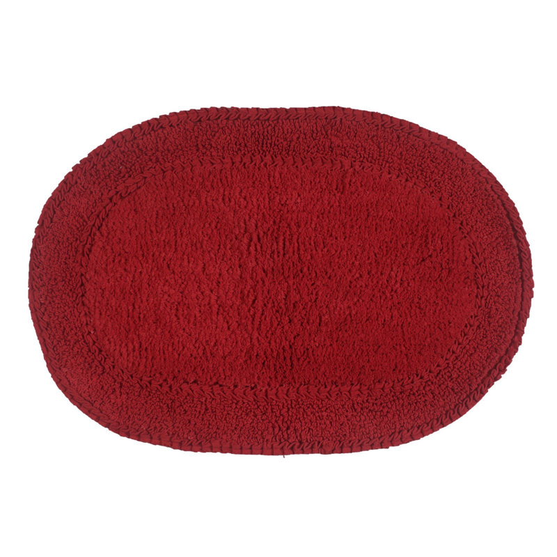 Tapis pour salle de bain 100% coton Double Ruffle Collection, L 17 po x L 24 po, Rouge