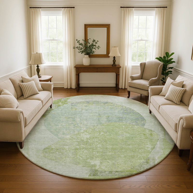 Premium Machine Washable Marasco AMF1635 Modern Rug, Round 8'