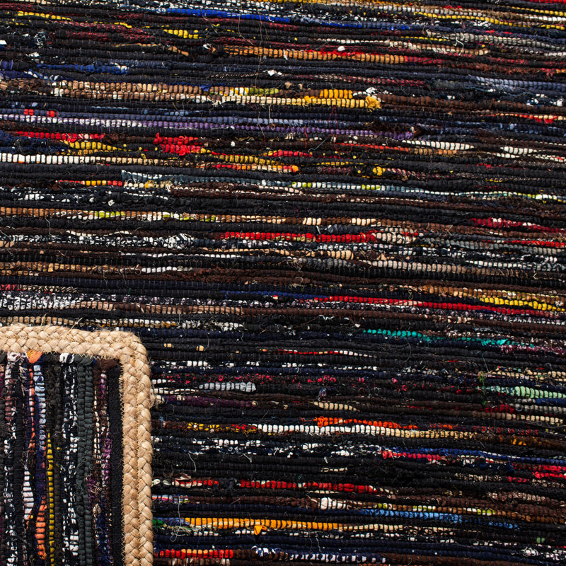Tapis abstrait en coton et jute tissés à la main Naveen, Tapis de couloir 2 pi 3 po x 7 pi