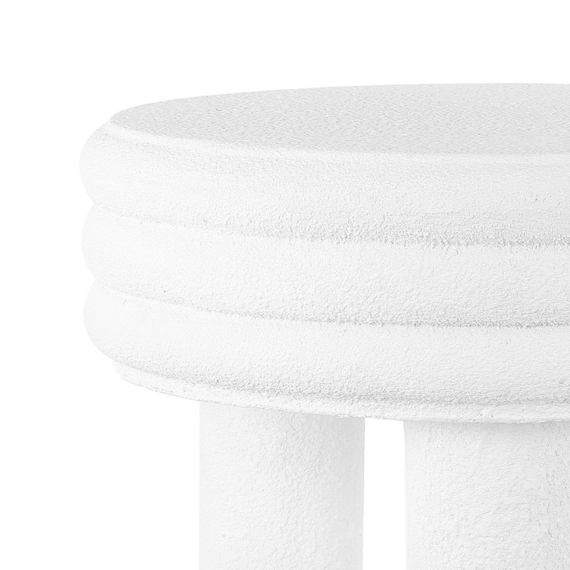 Inderpreet 17.75" Contemporary Minimalist Curvy High Indoor/Outdoor Accent Table, White Frosted