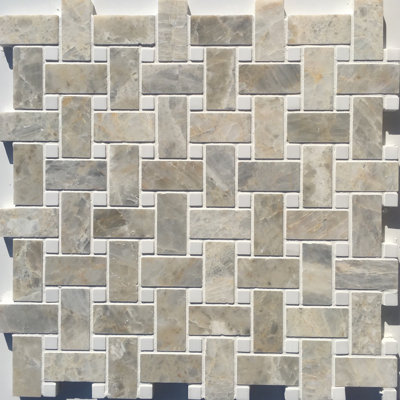 Valencia Polished Marble Basketweave Mosaic Tile 1"x2"