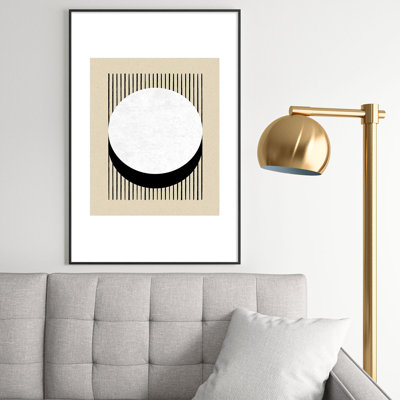 MoonlightPrint Circle BW Stripes, reproduction d'art encadrée en métal