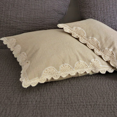 Ribbon Crochet Cotton Reversible Pillow Cover