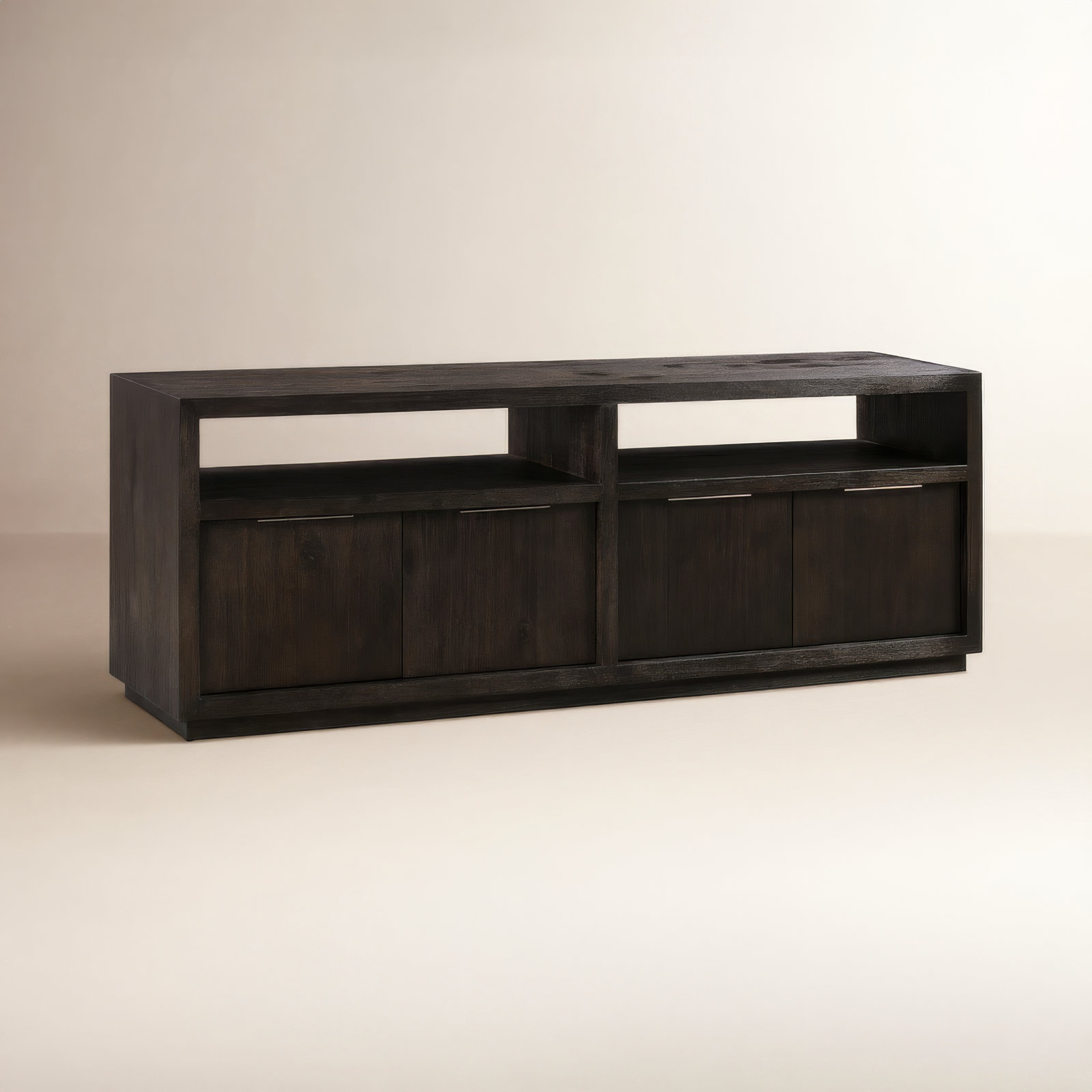 Eloise 74 " Glass Acacia TV Stand, Basalt Gray