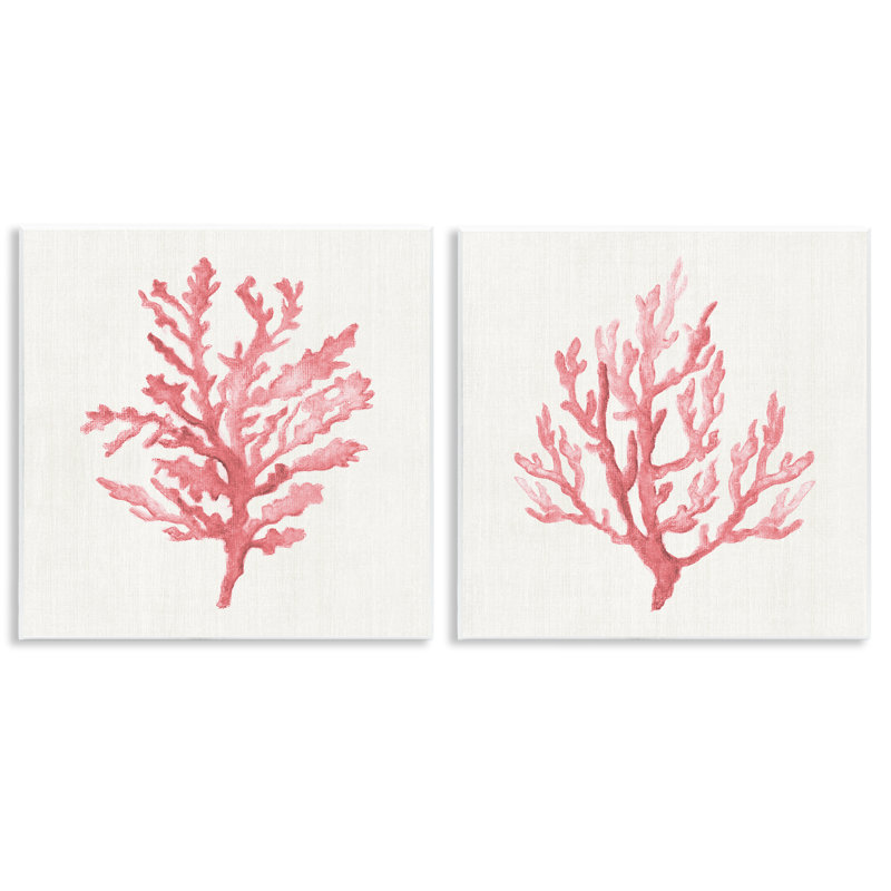 Ensemble de 2 plaques murales Rosy Pink Coral Branches, design par Janet Tava