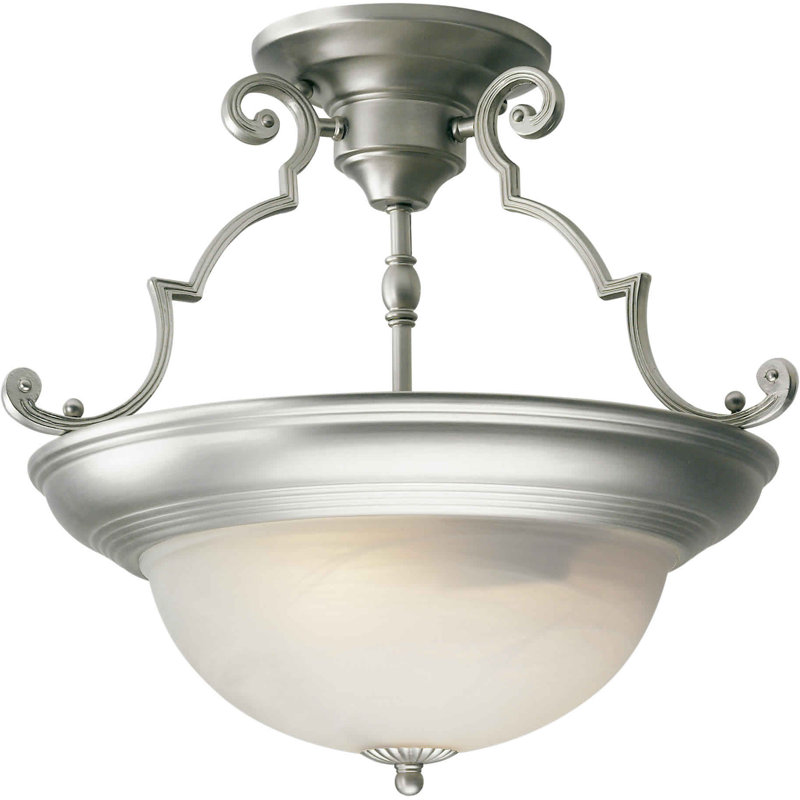 Rayne Semi Flush Mount, Brushed Nickel / Marble