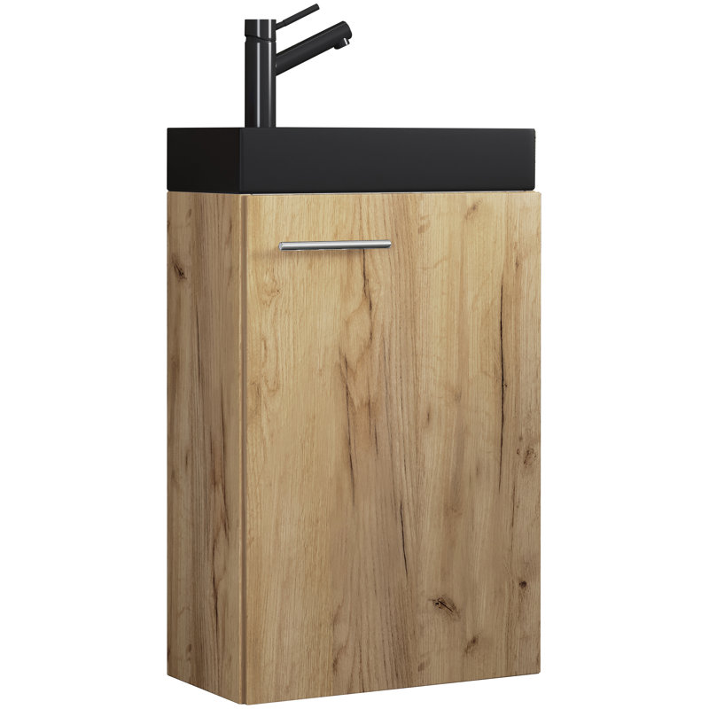 Ranisav Bathroom Vanity with Basin, Black and wood