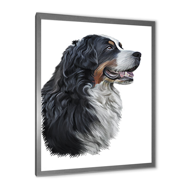 Dessin d'un bouvier bernois - sur, Impression argent sur toile encadrée, H 36 po x l 24 po x P 1 po