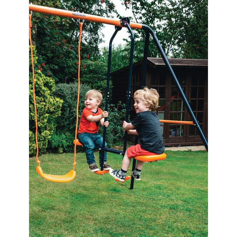 Freeport Park Powder Coated Steel Swing Set with