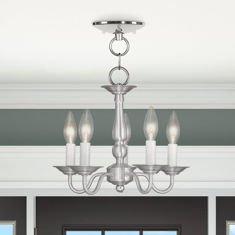 Lustre classique / traditionnel à 3 lumières de style bougie Benedetto, Nickel brossé
