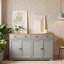 Buffet 55,1 po de style nordique avec tiroirs de rangement, tablettes réglables, buffet gris et chêne pour le salon, la cuisine et le vestibule-540563188