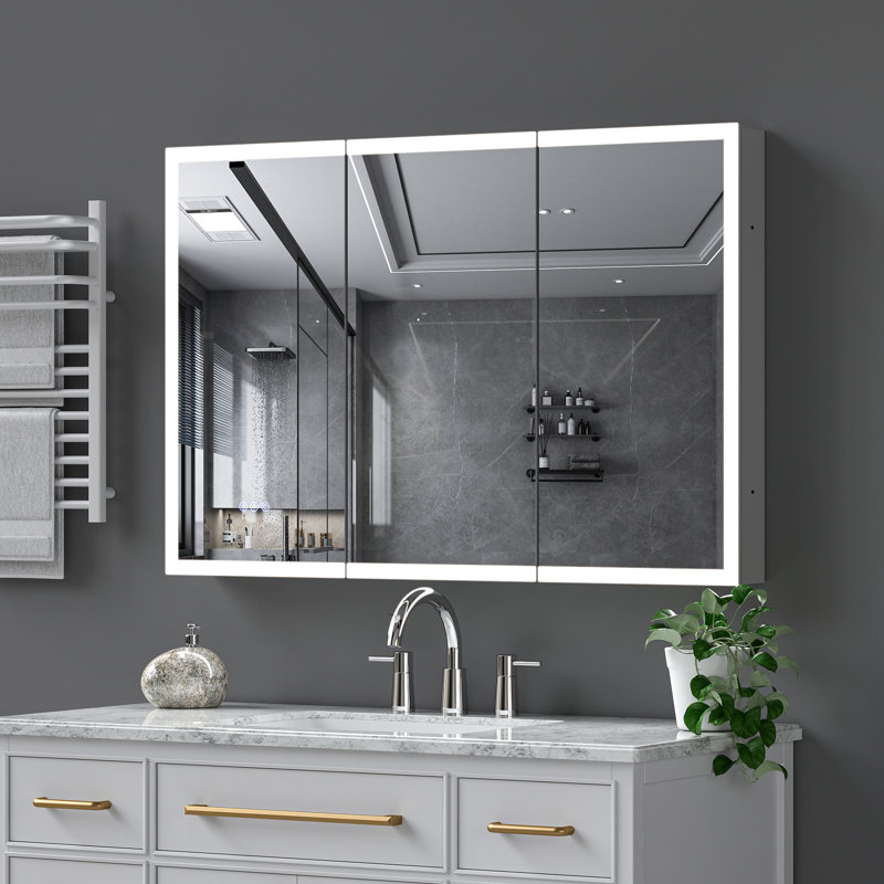 Pharmacie à DEL avec miroir, H 32 po x l 48 po x P 5,8 po