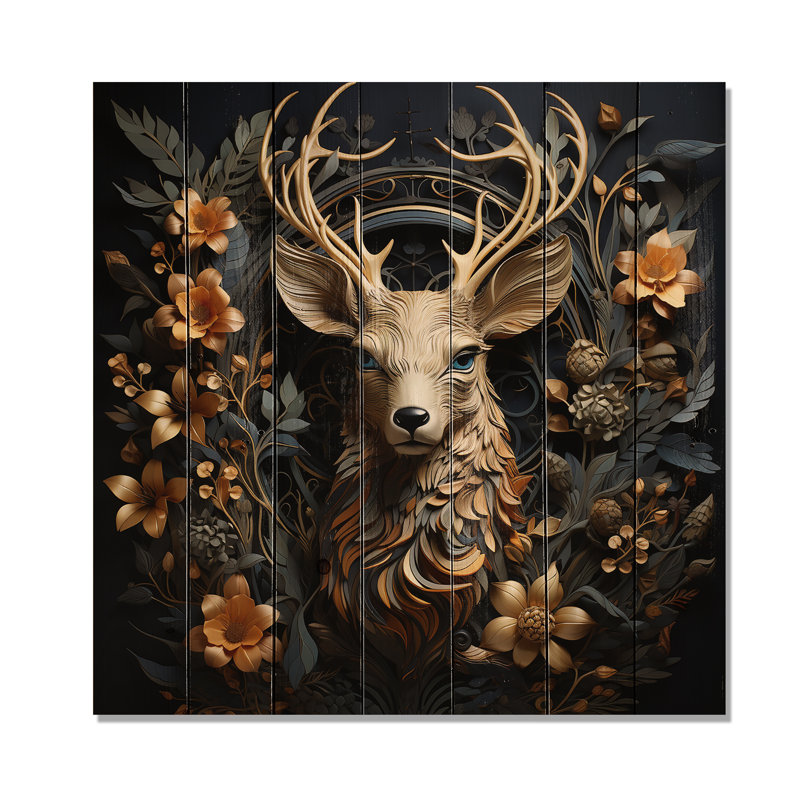 «Kaniz Deer Wonderers III», reproduction sur bois, H 15 po x l 15 po x P 0,78 po