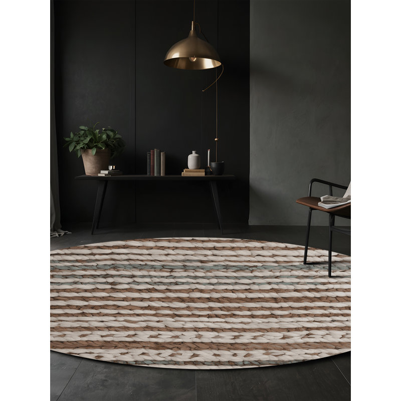 Tapis gris lavable à la machine, Rond 4 pi