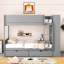 Lit double superposé au-dessus gris avec 2 tiroirs et une armoire - Économisez de l'espace, améliorez le confort, convient aux enfants de 6 ans et plus, tous les outils sont inclus.-170312856-170312855