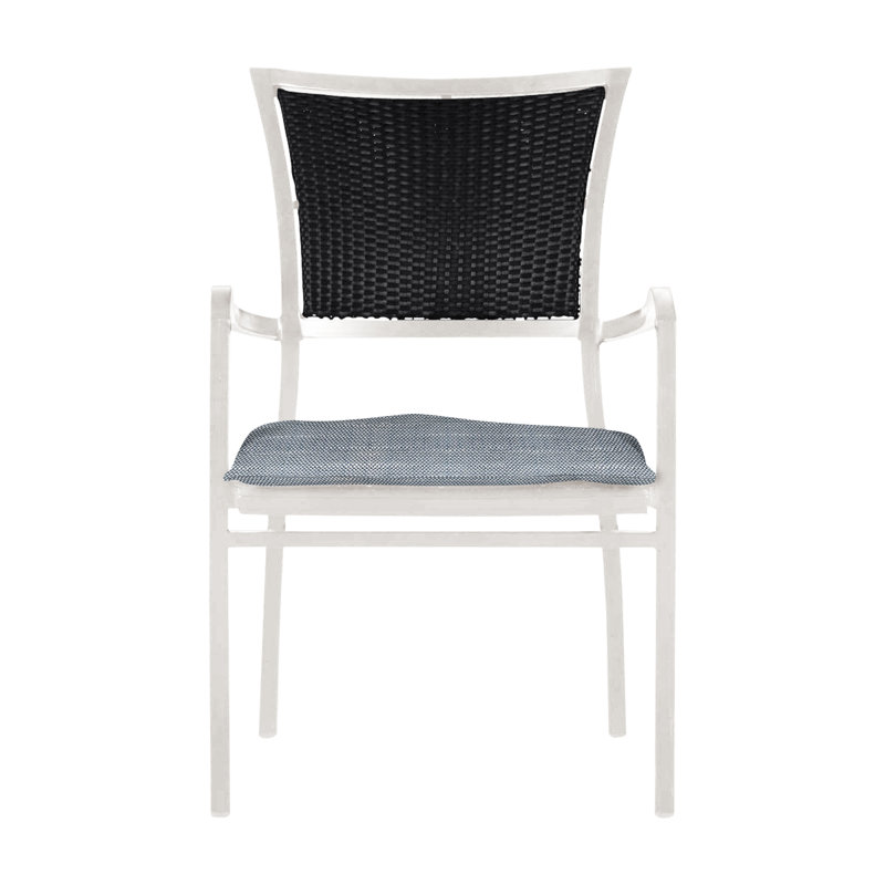 Chaise avec accoudoirs Aire - Craie / Noir, Pas de soudure, Chambray Rollo, Craie / noir