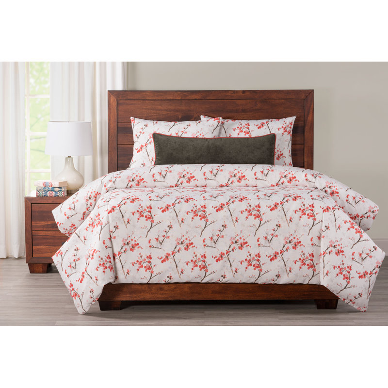 Ensemble de housse de couette et insert Coral Blossom, Housse de couette très grand californien + 2 taie