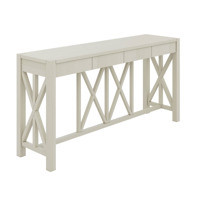Console en placage avec 4 tiroirs spacieux de conception croisée, Beige