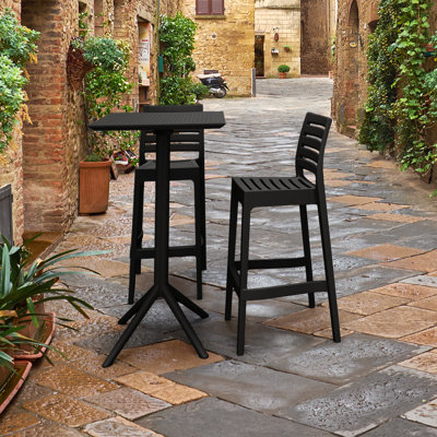 Farrah 23.6" W Stackable Plastic 3-Piece Patio Bar Set
