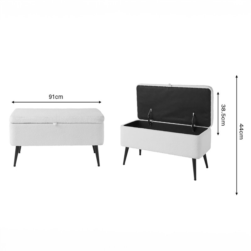 38.5cm Wide Round No Pattern Standard Ottoman with Storage