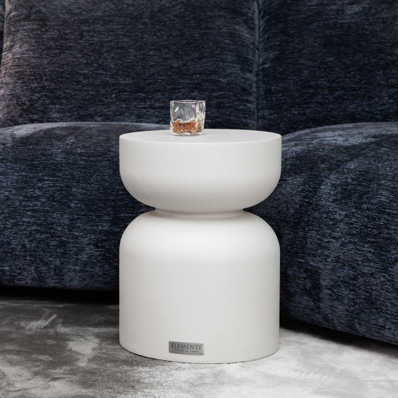 CHRONOS Side Table Small Concrete Round End Table 35 x 35 x 47 cm, White