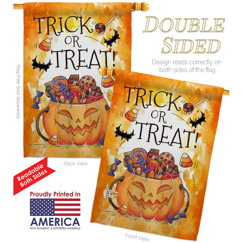Drapeau de maison en polyester 40 x 28 po Trick or Friate
