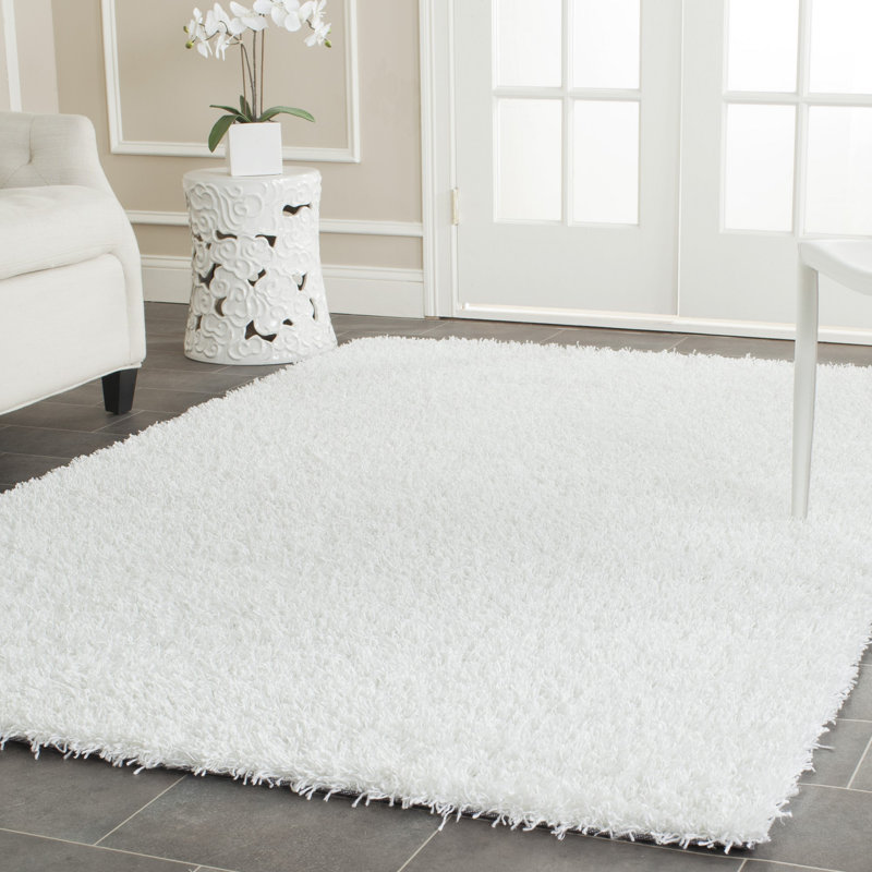 Assar Handmade Shag White Area Rug , Rectangle 6' x 9'