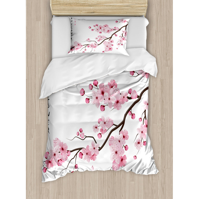 Eclectic Polyester Floral Duvet Cover, Twin Duvet Cover + 1 Sham