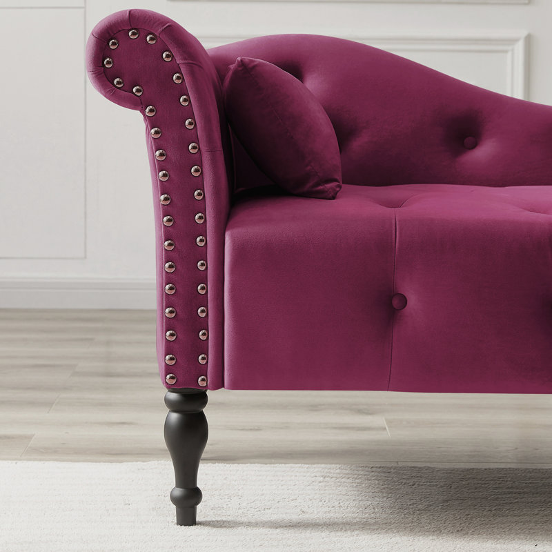 Chaise longue rembourrée Cyra, Velours bourgogne