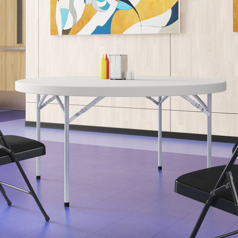Table pliante circulaire en plastique 60 po, H 30 po x L 60 po x P 60 po