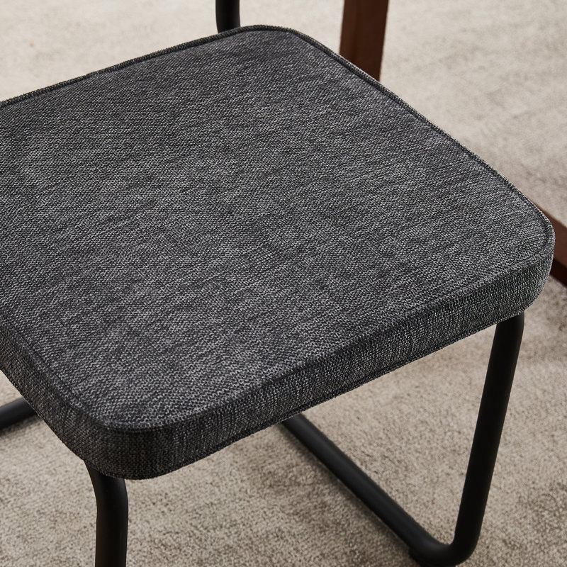 Crumley Upholstered Dining Chair, Black / Dark Grey Linen