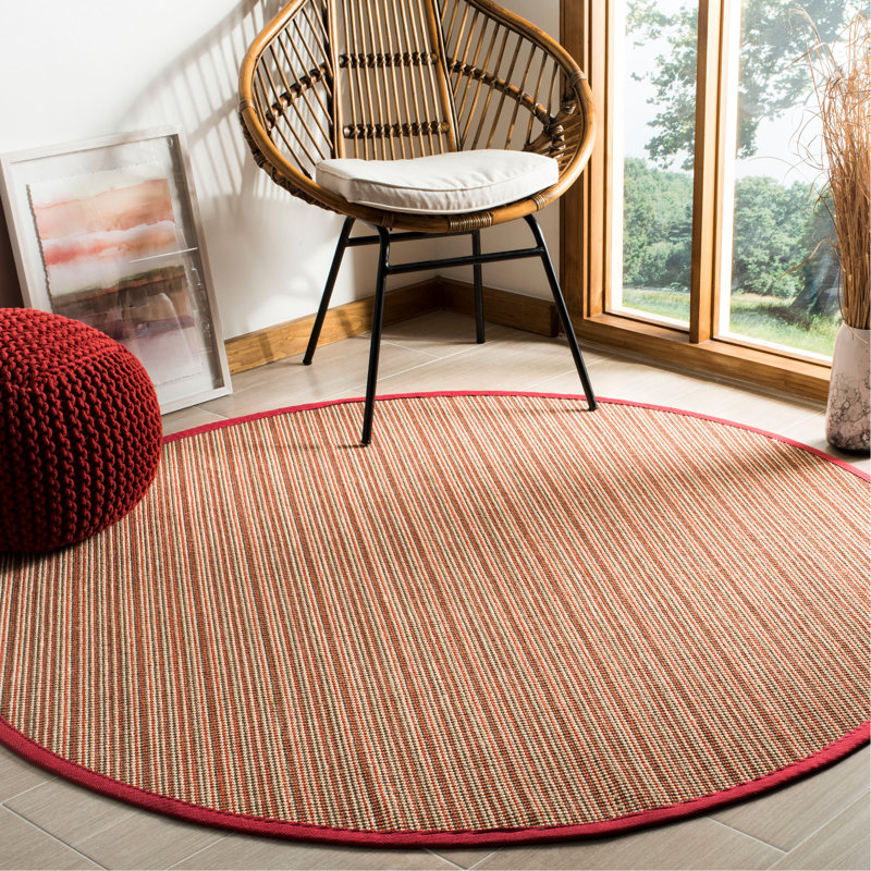 Tapis rayé en fibre de sisal Galatia, Rond 6 pi
