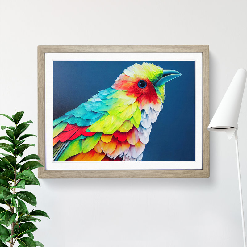 Colourful Bird Vol.2 - Framed Print, 25cm H x 34cm W x 2cm D, Oak