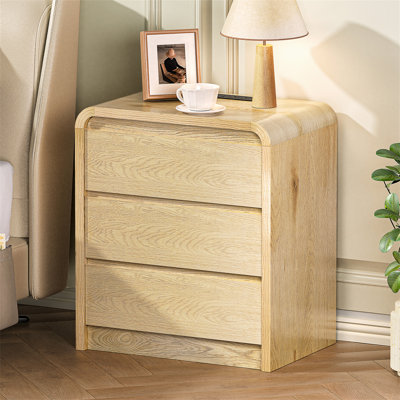 Modern Nightstand with Charging Station and Three Drawers