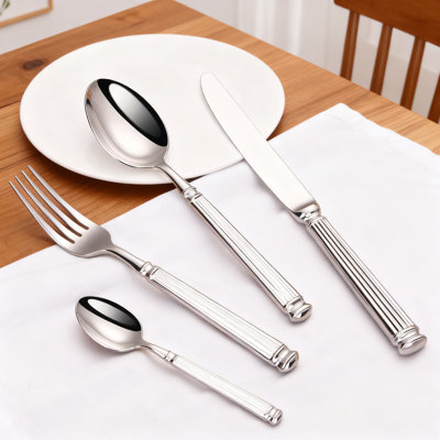 20-Piece 304 Stainless Steel Flatware Set, Heavy-Duty Forged Cutlery With European Roman Column Design, Includes Dinner Forks, Spoons, Knives, And Teaspoon For Commercial And Home Use
