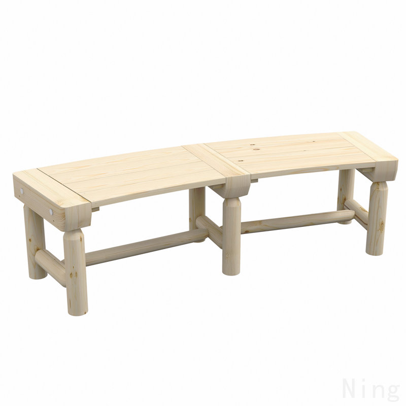 Banc de jardin en bois, banc d'arbre extérieur rond en demi-cercle, banc de parc enveloppant pour cour, patio, terrasse, pelouse, naturel