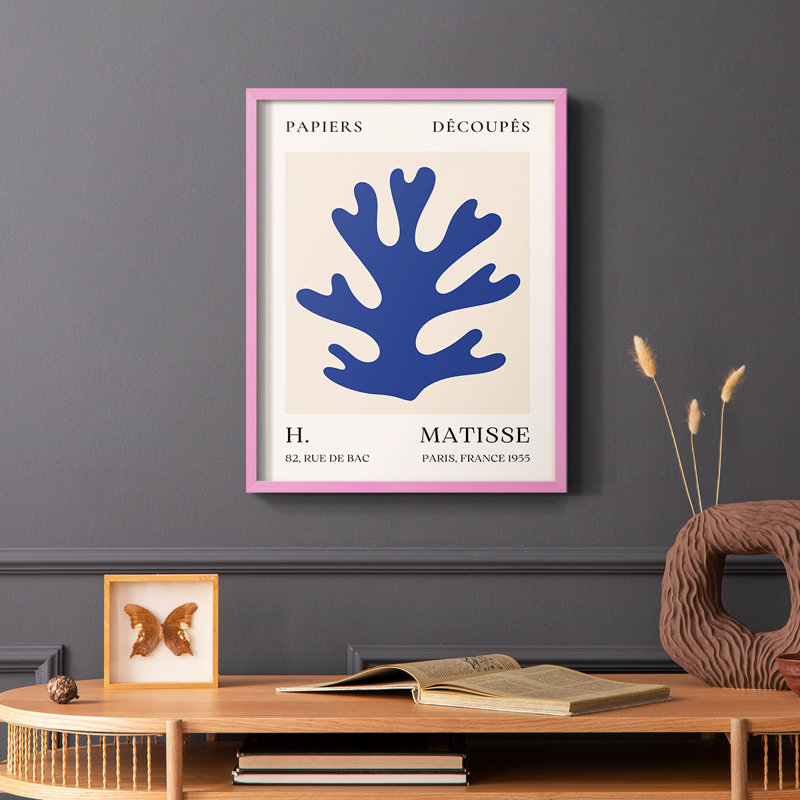 Matisse CLVII, reproduction encadrée - bois massif, Rose, H 10 po x l 8 po