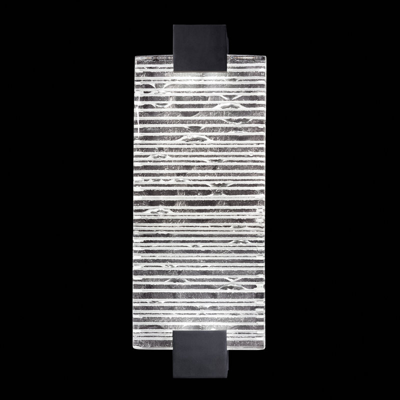 Terra LED Flush Mounted Sconce, Black, 15.75" H x 6.25" W x 3.5" D, Rake Clear