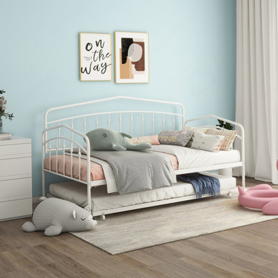Lit de jour simple Fox avec lit gigogne simple, blanc